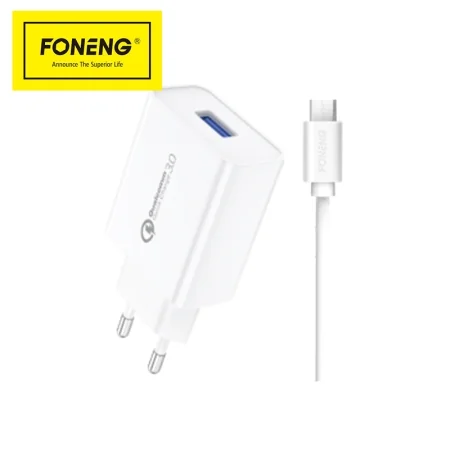 CHARGEUR RAPIDE FONENG QC 3.0 + CÂBLE DE RECHARGE MICRO USB EU13