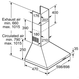 HOTTE PYRAMIDALE BOSCH 90 CM INOX (DWP94CC50T)