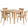 PACK SUEDE CAPITONNE SOTUFAB TABLE STOCKHOLM AVEC 4 CHAISE AMIRAL CAPITONNE DOS ROTIN