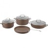 SET KORKMAZ DE 7 PIÈCES CÉRAMIQUE MARRON (A1287)