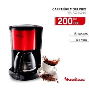 CAFETIÈRE MOULINEX SUBITO 15 TASSES ROUGE ET NOIR (FG360D10) CAFETIÈRE MOULINEX SUBITO 15 TASSES ROUGE ET NOIR (FG360D10)