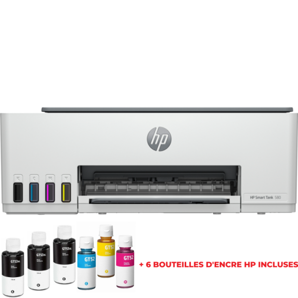 IMPRIMANTE HP 580 SMART TANK COULEUR 3EN1 / WIFI + 6 BOUTEILLES D'ENCRE