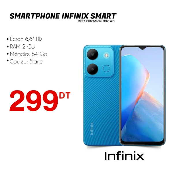 SMARTPHONE INFINIX SMART 7 HD / 2 GO / 64 G / BLANC