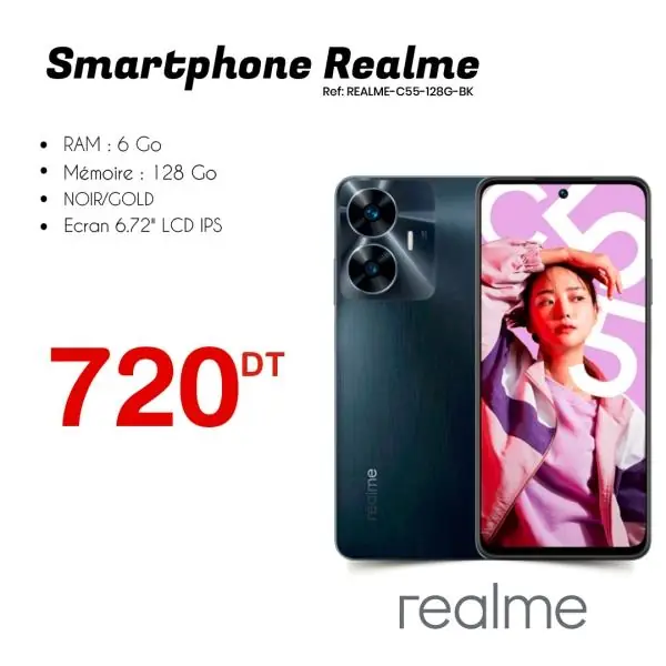 SMARTPHONE REALME C55 - 6 GO - 128 GO - NOIR/GOLD