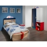 CHAMBRE ENFANT MARIN 2 PORTES LIT 190X90CM BLANC / BLEU / ROUGE