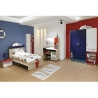 CHAMBRE ENFANT MARIN 3 PORTES LIT 190X90CM BLANC / BLEU / ROUGE CHE25DV/BL000