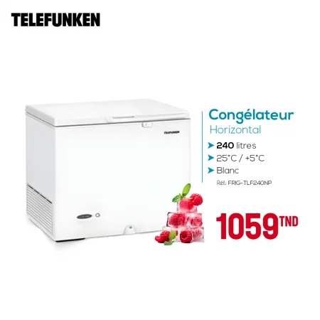 CONGÉLATEUR HORIZONTAL TELEFUNKEN 240LITRES BLANC (FRIG-TLF240NP)