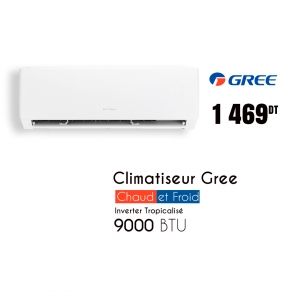 CLIMATISEUR GREE INVERTER TROPICALISÉ 9000 BTU CHAUD & FROID (CL09ALBXB-INVT)