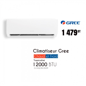 CLIMATISEUR GREE 12000 BTU TROPICALISÉ R410A CHAUD FROID (CL12AQCXB-ONOFF)