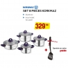 SET 8 PIECES KORKMAZ HERA INOX VIOLET (A1087) + SPATULE NYLON BLANCO (24106) (C08)