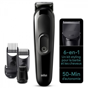 TONDEUSE MULTIFONCTION 6EN1 BRAUN MGK3410 RECHARGEABLE NOIR