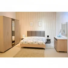 CHAMBRE ADULTE SARRA SOTUFAB 5 PORTES LIT 200X160CM CHÊNE BRUT MOKA (CHA34CB/MK001)